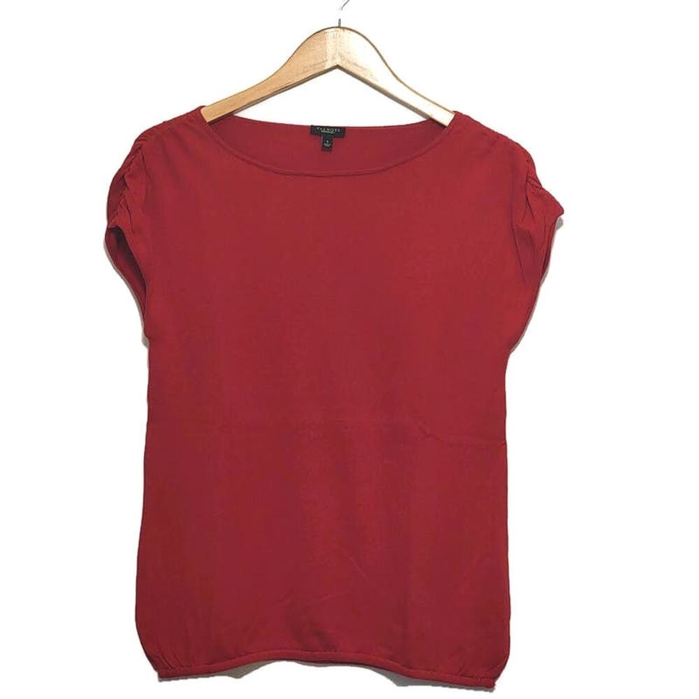 Talbots Boatneck Short Sleeve Cotton Rayon Red Sweater Size S